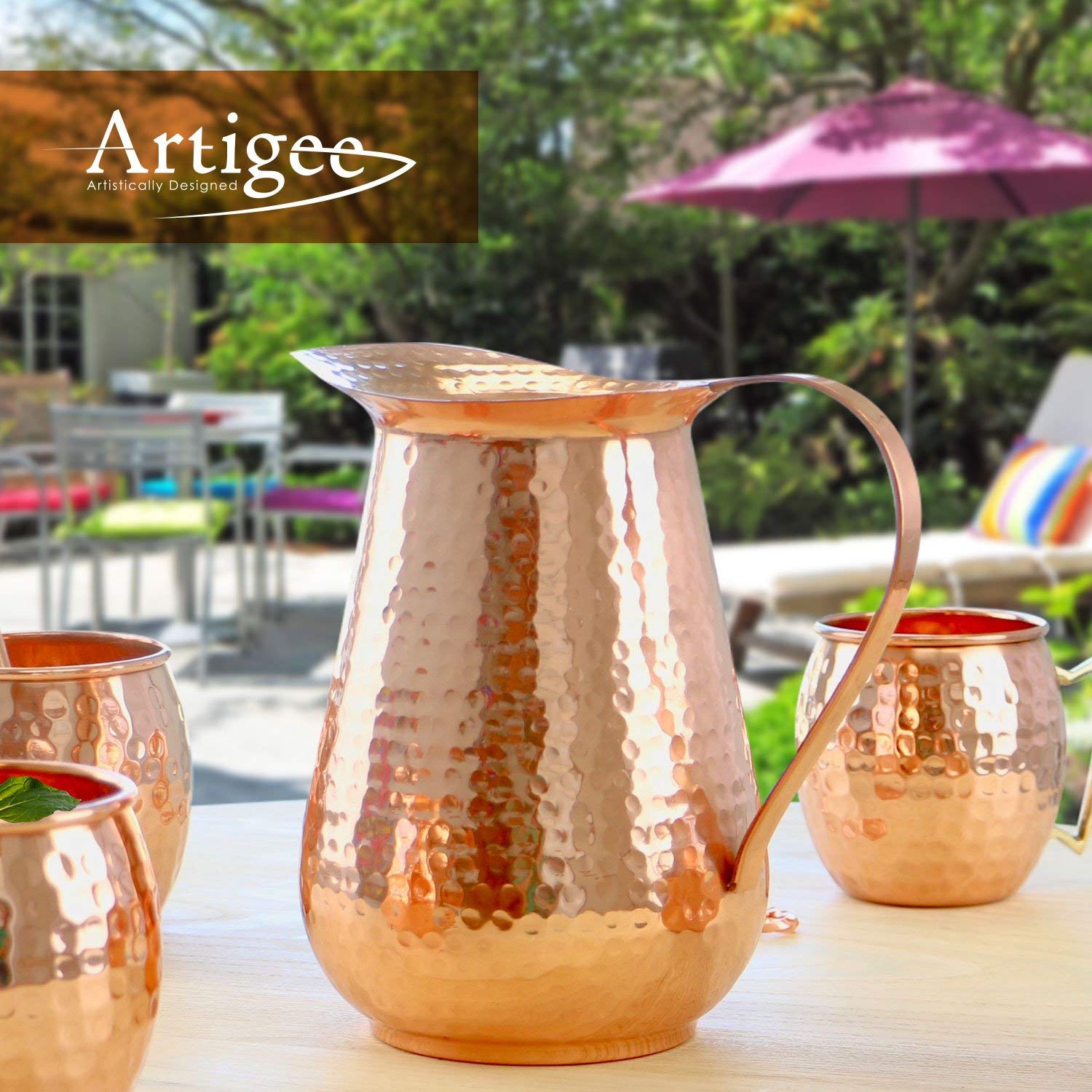 Hammered Copper Pitcher, 70oz