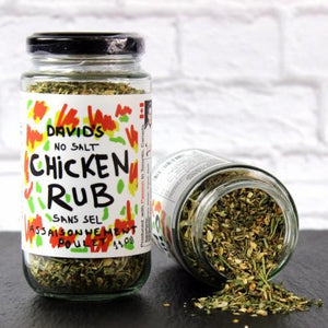 Chicken rub, rosemary, tarragon, marjoram, garlic.Make marinade for chicken.