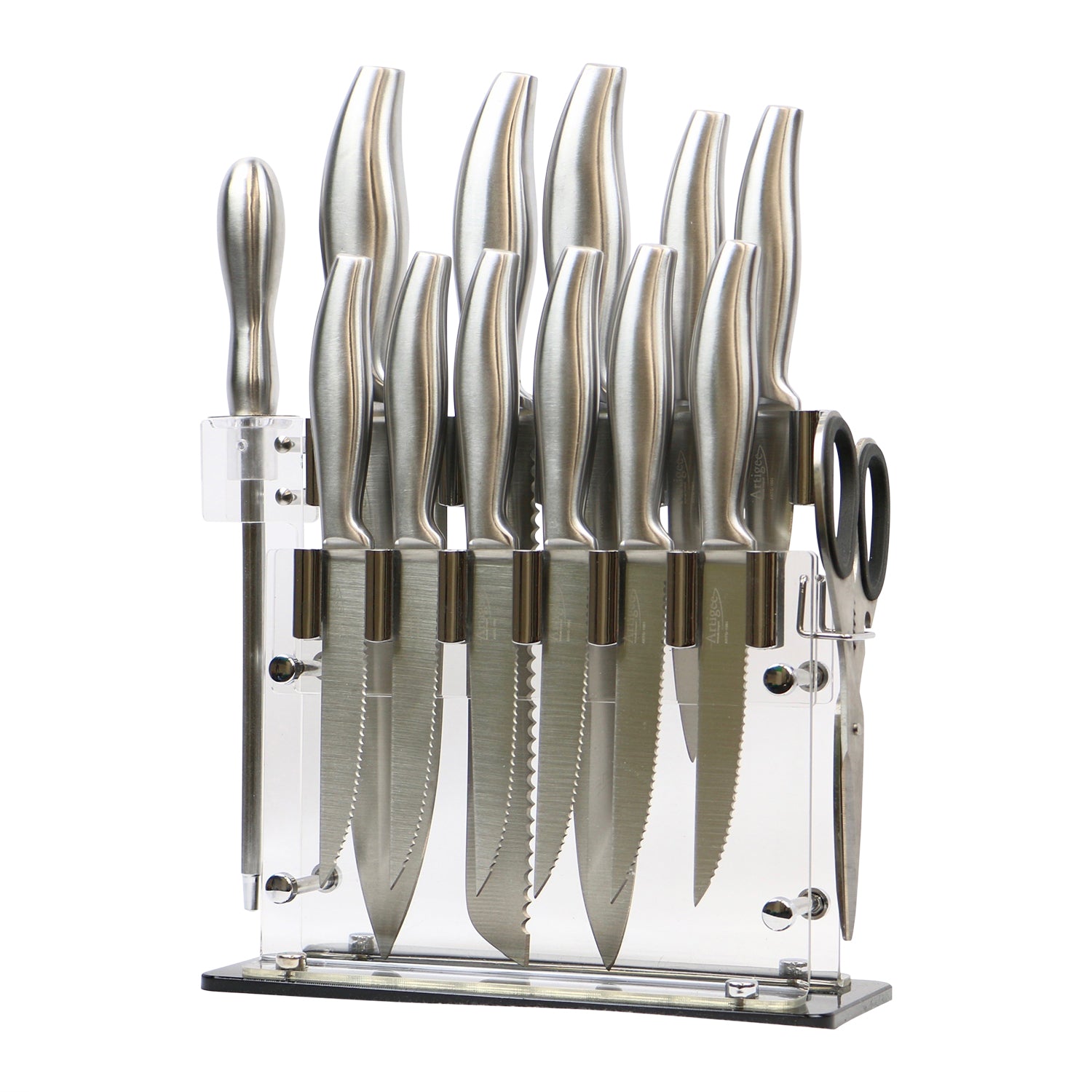 Stainless Steel Kitchen Knife Set 14-Piece with Acrylic Stand