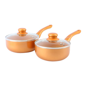 12-Piece Aluminum Cookware Set With Non-Stick Copper Ceramic Interiors