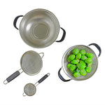 Stainless Steel 4-Piece Mesh Colander Set with Rubber Handle