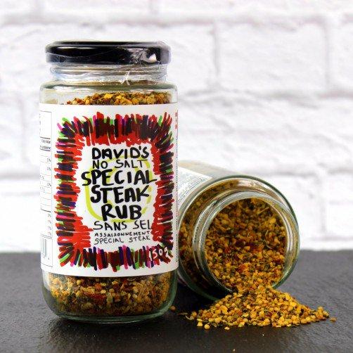 Spice Steak Rub, red chillies, black pepper, dehydrated vegetables, and spices, gluten-free.