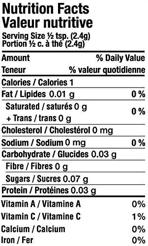 Nutrition facts, citrus flavour, lemon juice, lemon oil, lemon peel, onion, garlic and spices